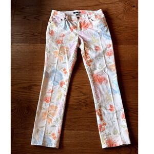 Lauren Ralph Lauren Floral Jeans Women's 4 White Multicolor Straight Ankle